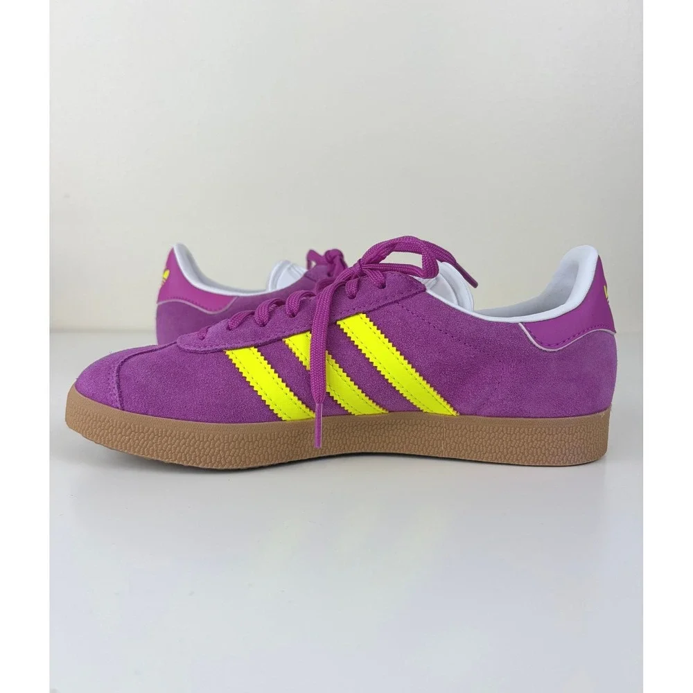 Adidas Gazelle Purple Burst Solar Yellow Suede Sneakers JI1373 Womens 7